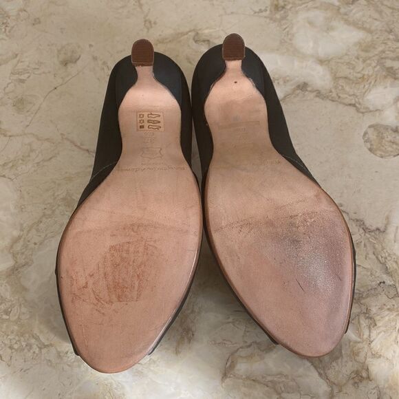 Benjamin Adams London Black Satin & Swarovski Crystals Peep Toe Evening Heels - Picture 13 of 16